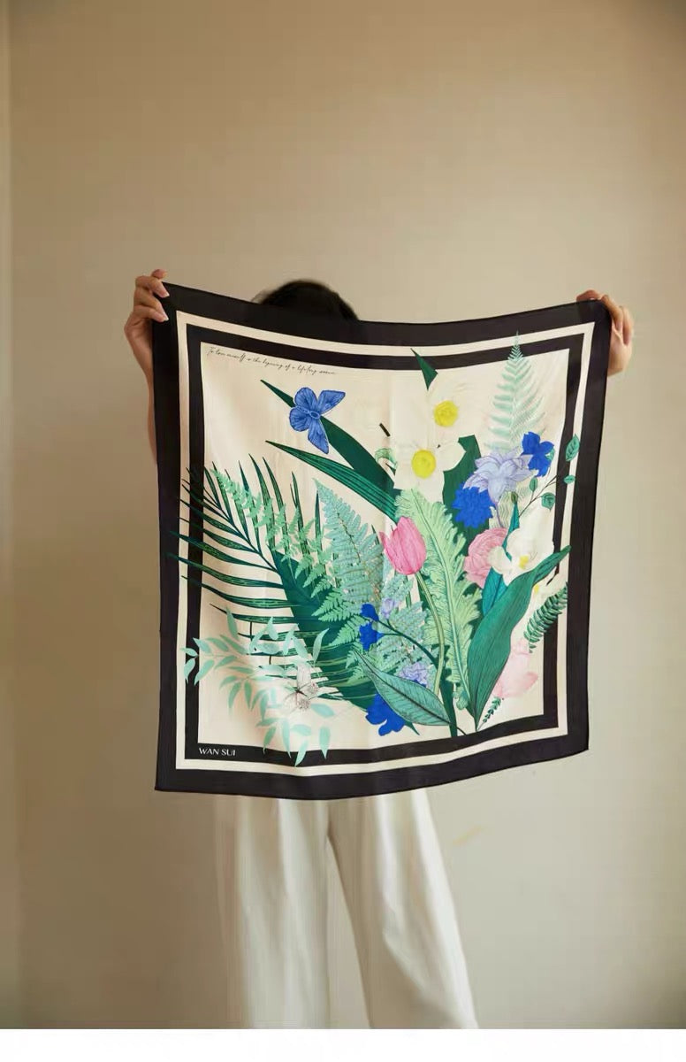 Rainforest square silk scarf