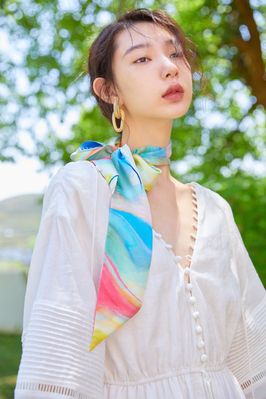 Summer Sunset silk ribbon scarf